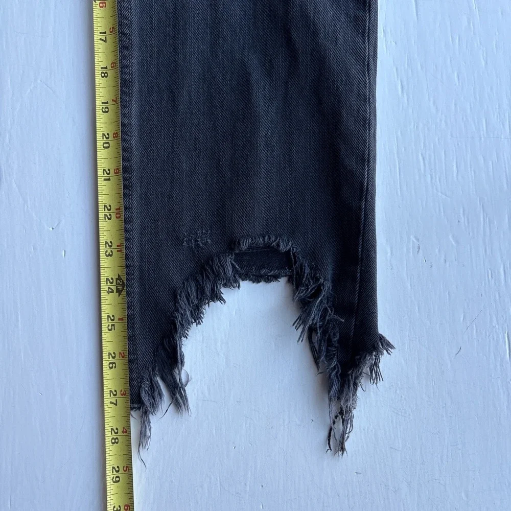 We The Free Free People Black Straight Distressed Jeans Raw Hem Button Fly 28 - Picture 12 of 13